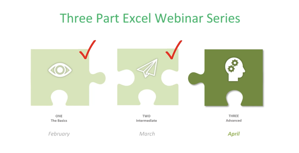 Three Part MS Excel Webinar Series