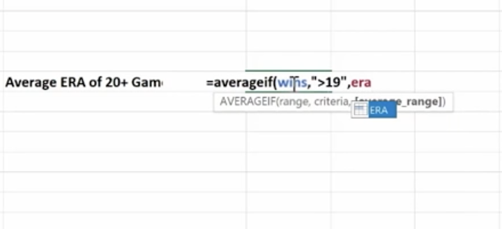 using =averageif formula on ms excel
