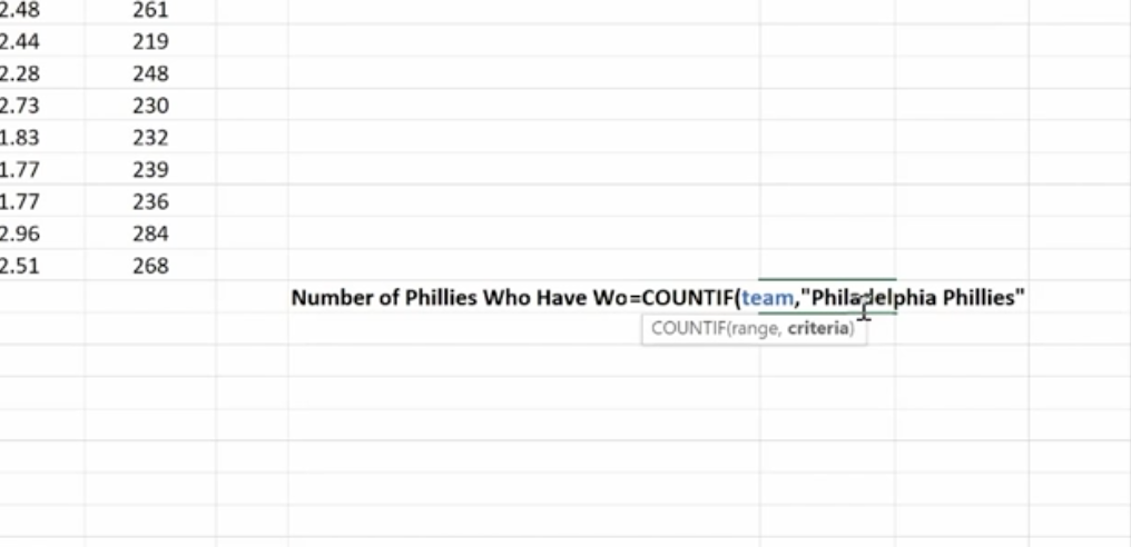 using countif formula on ms excel