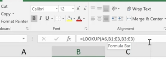 using =lookup formula on ms excel
