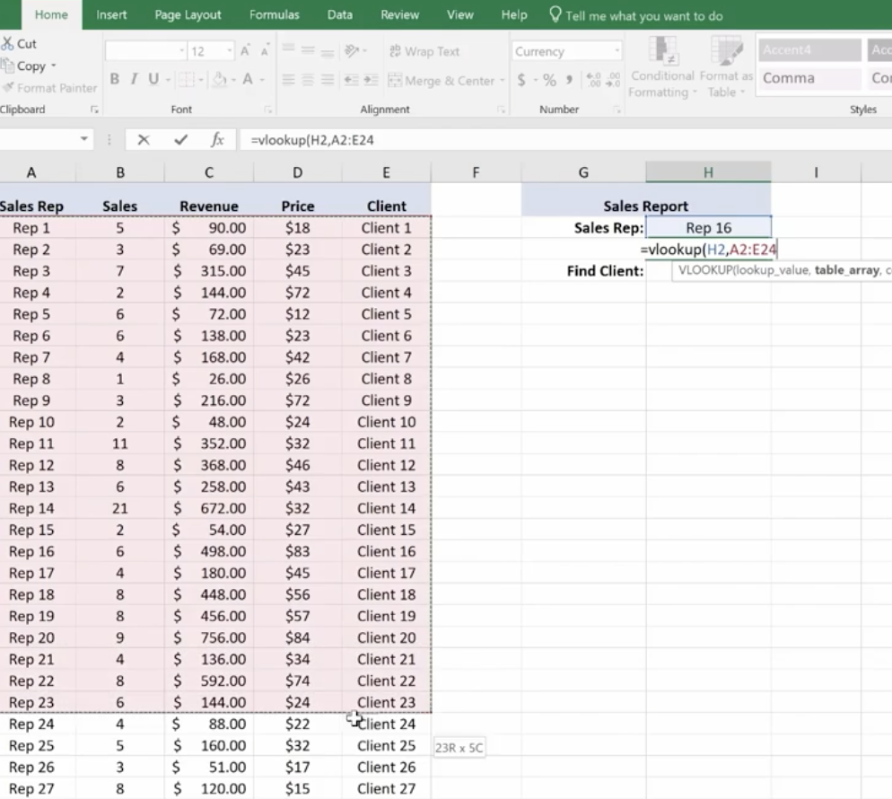 practical view of using vlookup formula on ms excel